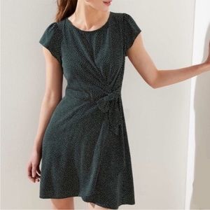 LOFT Green Polka Dot Knot Dress